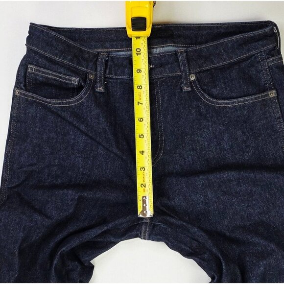 Uniqlo Size 28X27 Womens Slim Straight Mid Rise Kaihara Fabric Blue Denim Jeans - Picture 2 of 12